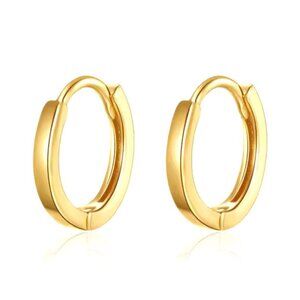 Dainty Minimalist Gold Huggie Earrings. 925 Sterling Silver. #1025